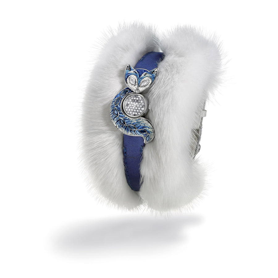 Blue Fox Fur Watch