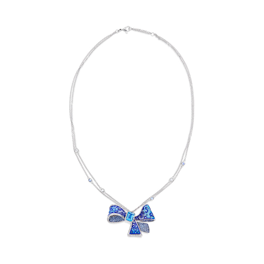 Blue Ribbon Necklace
