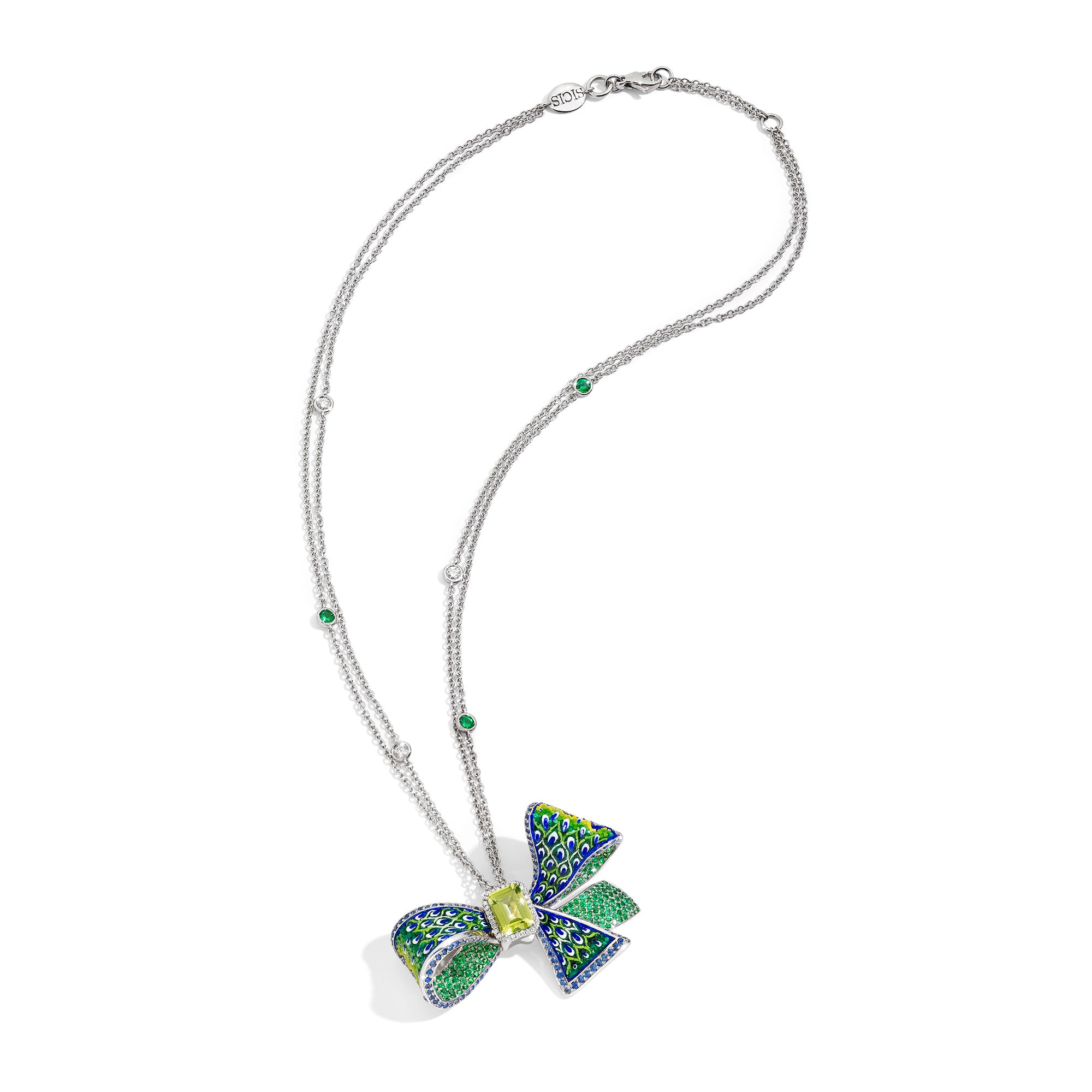 Green Ribbon Necklace Sicis Jewels